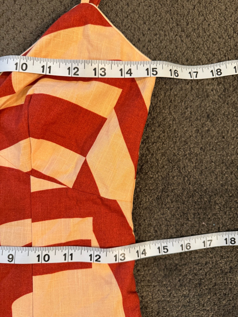 Mon Renn Surreal midi dress NWT distinctive Tropico print in rust and sand color - Picture 9 of 10
